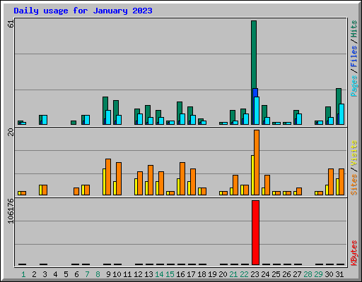 Daily usage for January 2023