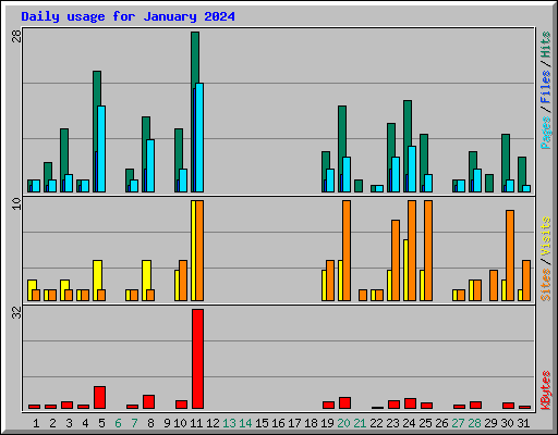 Daily usage for January 2024