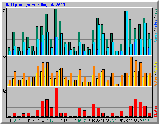 Daily usage for August 2025